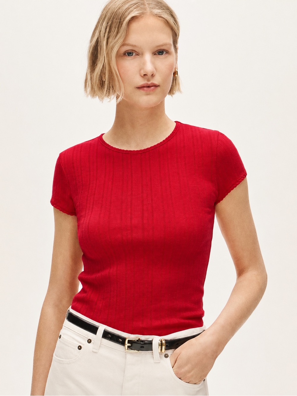 J Crew Pointelle short-sleeve T-shirt Size XL